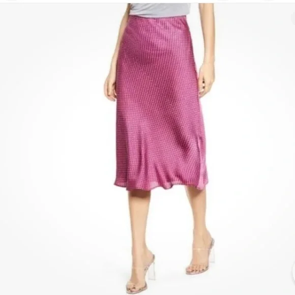 Anthropologie Leith Bias Pink Plumier Frances Geo Print MIDI Skirt - Picture 4 of 6